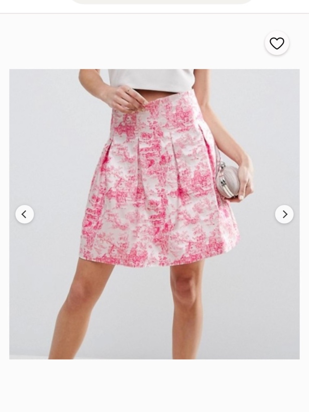 ASOS Pink Toile Jacquard Pleated Mini Skirt NWT Romantic Coquette Preppy Size 10